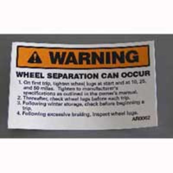 Airstream Wheel Torque Warning Label - 386193