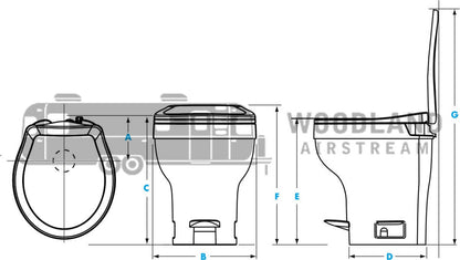 Airstream Aqua Magic VI Low Profile Toilet without Water Saver, Bone - 690495