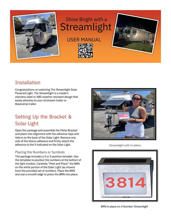 Streamlight Solar Powered 5 Number BRN Light for Airstream Trailers - Easy to Install and Use