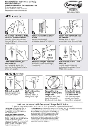 3M 17003ES Command Large Utility Hook, White, 1-Hook, 2-Strips