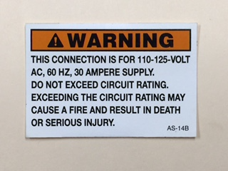 Airstream 110/125 AC Voltage Label - 385062