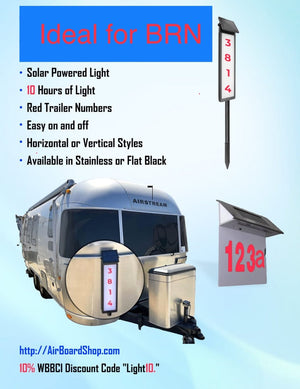 Lightweight Solar Powered 5 Number BRN Light for Airstream Trailers