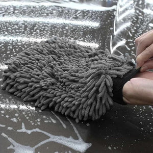 WASH&WHIPS Chenille Premium Scratch-Free Microfiber Lint-Free Blue Wash Mitt 8" x 10"in & Black Pitstop Particle Interceptor