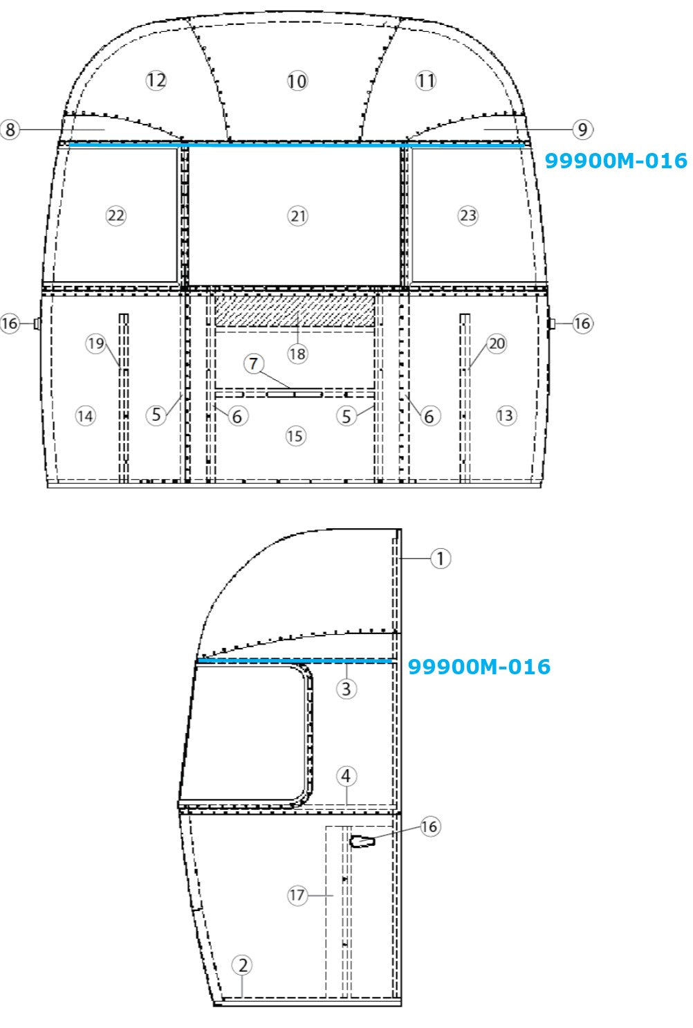 Airstream Bow Upper Window for Airstream Sport 22' - 99900M-016