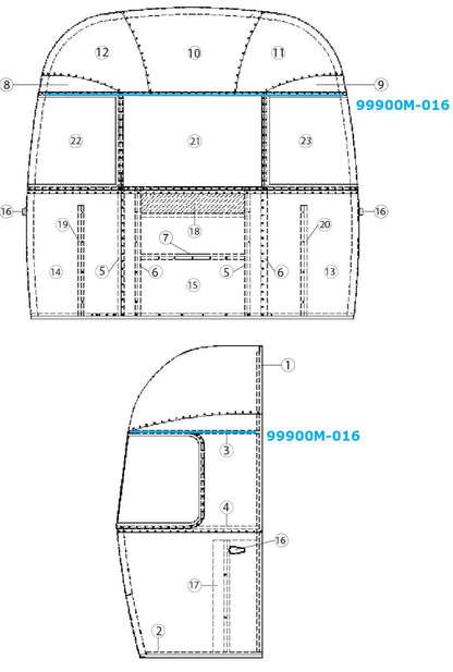 Airstream Bow Upper Window for Airstream Sport 22' - 99900M-016