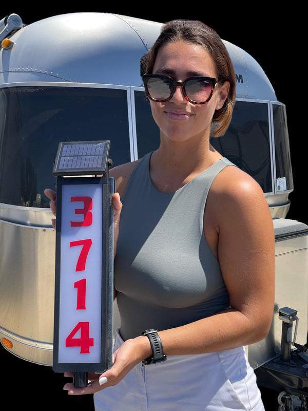 Lightweight Solar Powered 5 Number BRN Light for Airstream Trailers - Easy to Store and Transport