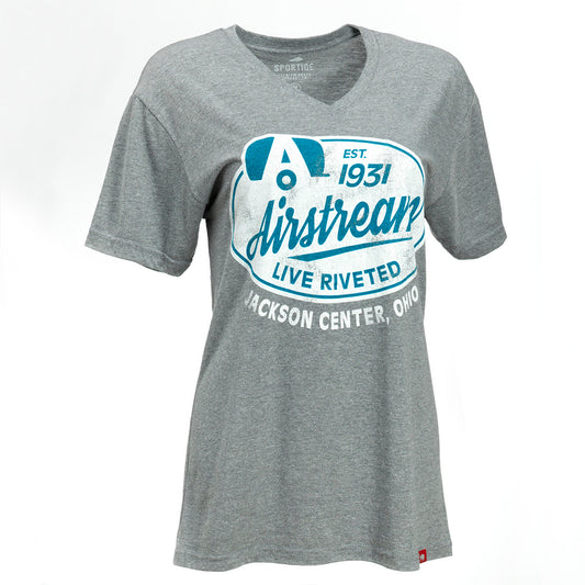 Airstream "Live Riveted" V-Neck Tee for Women