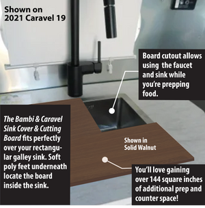 Airstream Sink Cover, Bambi, Caravel, 13" x 15" Rectangular Galley Sinks, Airstream Decor