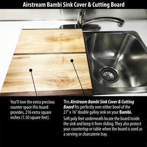 Airstream Bambi Sink Cover, Wood, For One Bowl of 27" x 16" Double Sinks