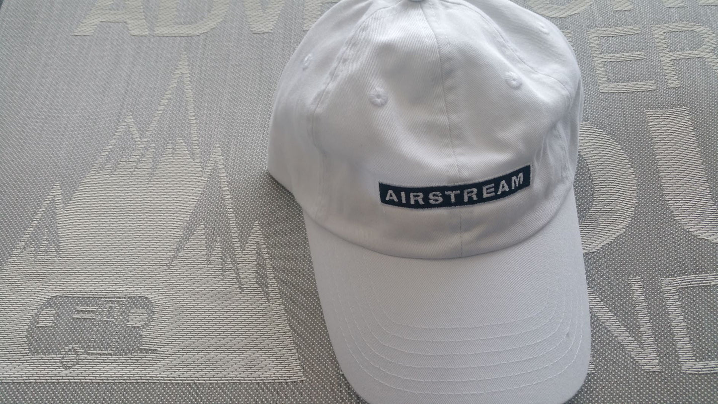 Airstream Block Logo Hat White with Navy Logo