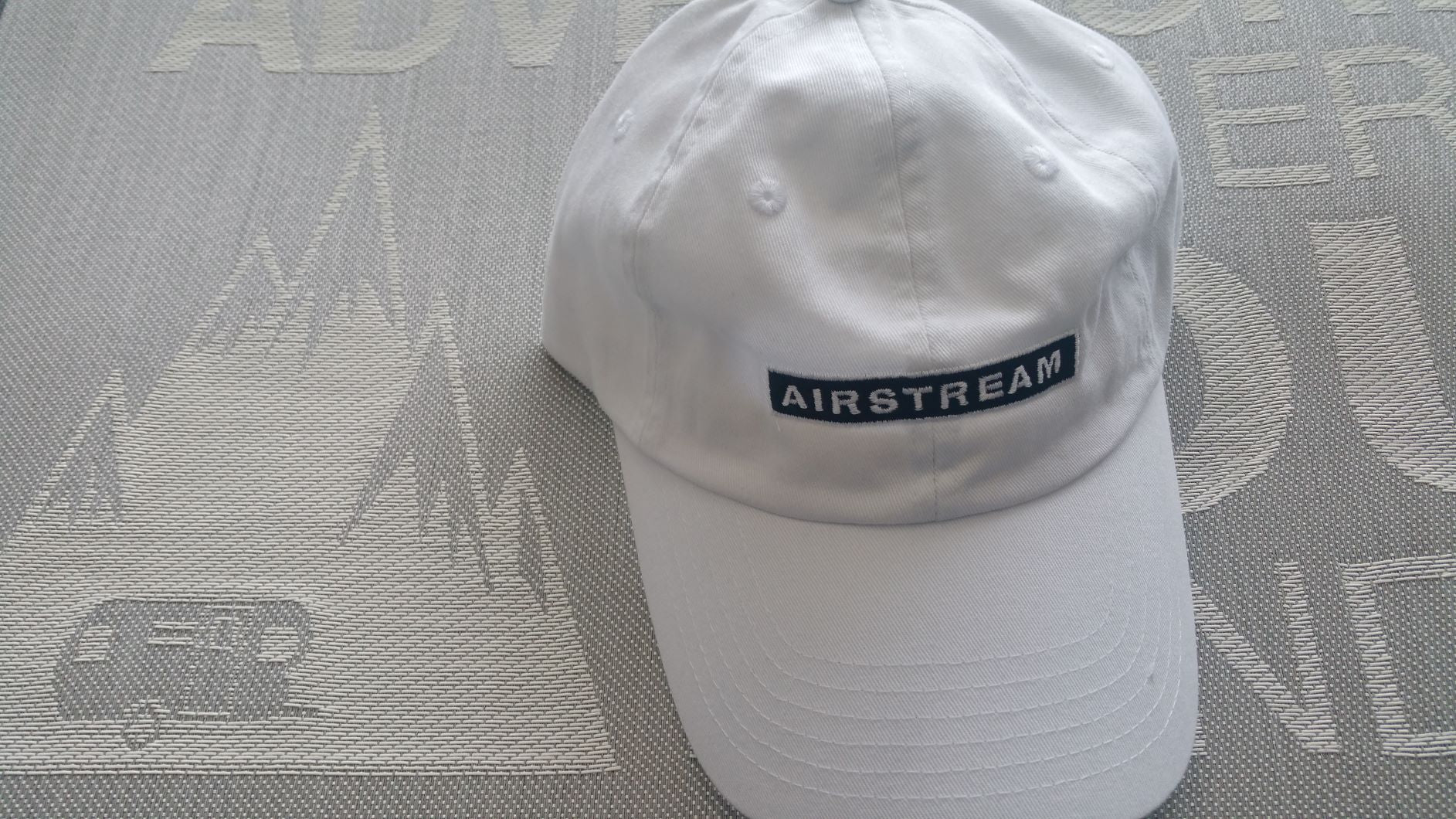 Airstream Block Logo Hat White with Navy Logo