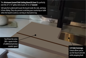 Airstream Sink Cover, Galley Sink, Caravel 20 & 22, 25" x 15" Sink, Decor