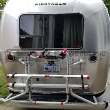 Airstream Carry-Bikes by Fiamma - 209397 Fiamma Bike Rack mounted on the back of an Airstream trailer.