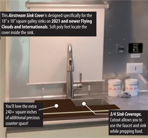 Airstream Sink Cover, Flying Cloud, Trade Wind, International, 18"x18" Square Sink, Airstream Decor