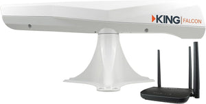 KING Falcon Automatic Directional WiFi Antenna with WiFiMax Router and Range Extender, White