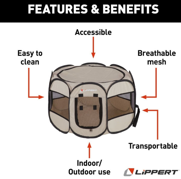 LIPPERT PORTABLE PET PLAYPEN - SMALL/MEDIUM