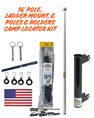 Telescoping Flagpole w/ Ladder Mount and Camp Locator Kit
