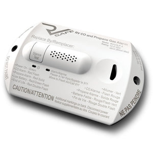 RV Safe Propane Gas & CO Detector Alarm, White with 2 sizes of Adapter Plates