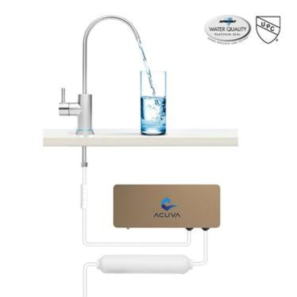 Acuva- ArrowMax 2.0 UV-LED Water Purifier, Under Sink Water Filter System with Smart Faucet, Universal Power Supply