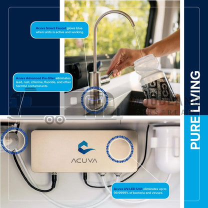 Acuva- ArrowMax 2.0 UV-LED Water Purifier, Under Sink Water Filter System with Smart Faucet, Universal Power Supply
