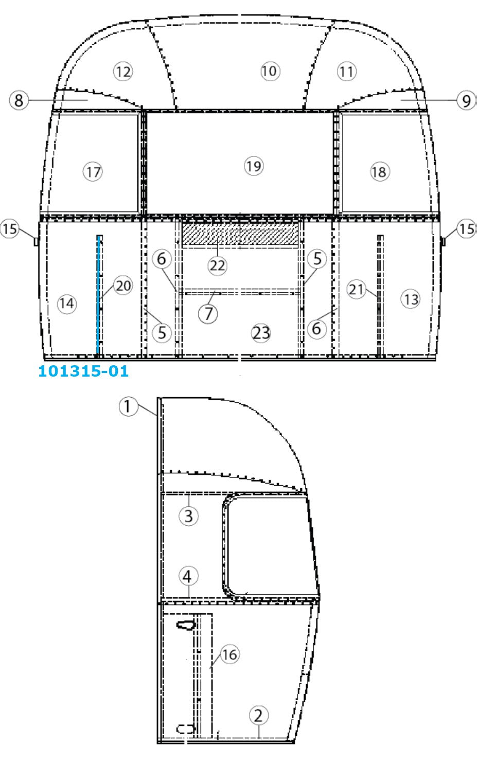 Airstream Vertical Brace Left Hand Rear - 101315-01