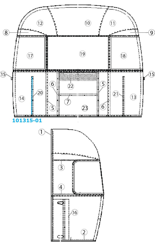 Airstream Vertical Brace Left Hand Rear - 101315-01