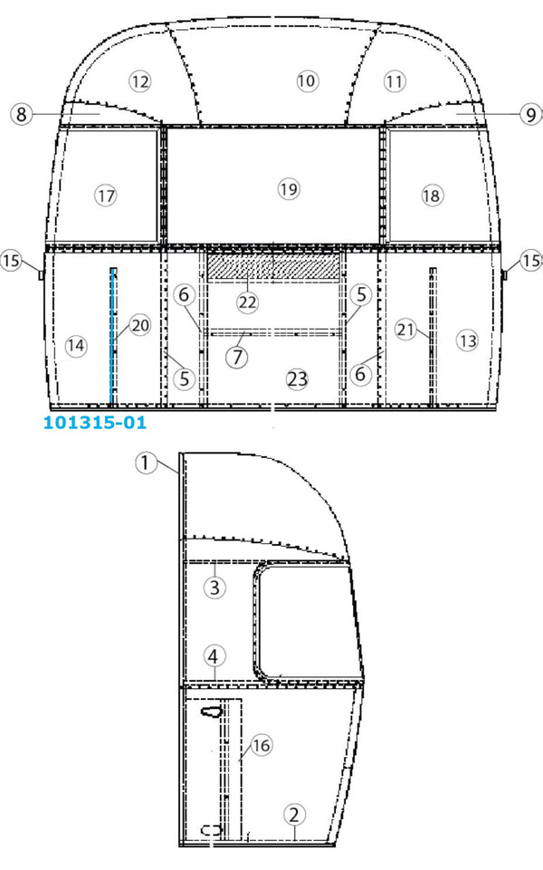 Airstream Vertical Brace Left Hand Rear - 101315-01