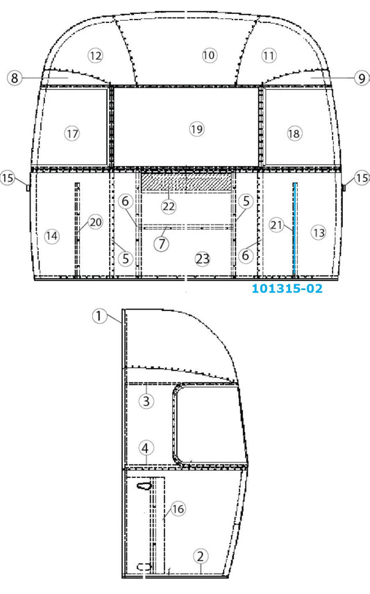 Airstream Vertical Brace Right Hand Rear - 101315-02