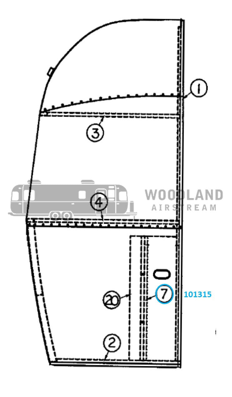 Airstream Vertical Front/Rear Brace (from Floor to Window) for Narrow Body - 101315