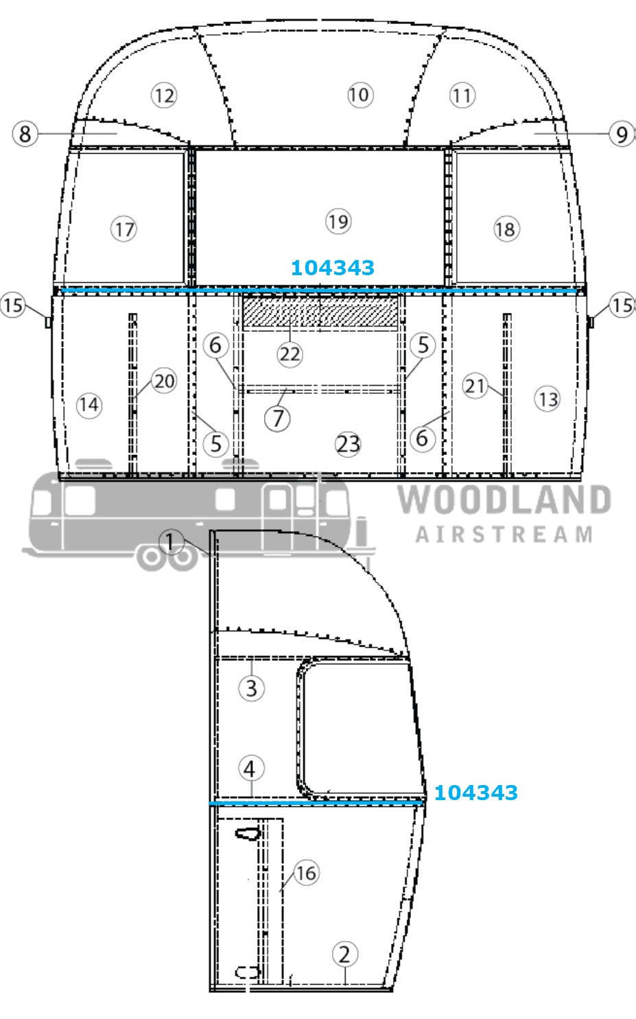 Bow, Lower Window for Narrow Body Airstreams - 104343