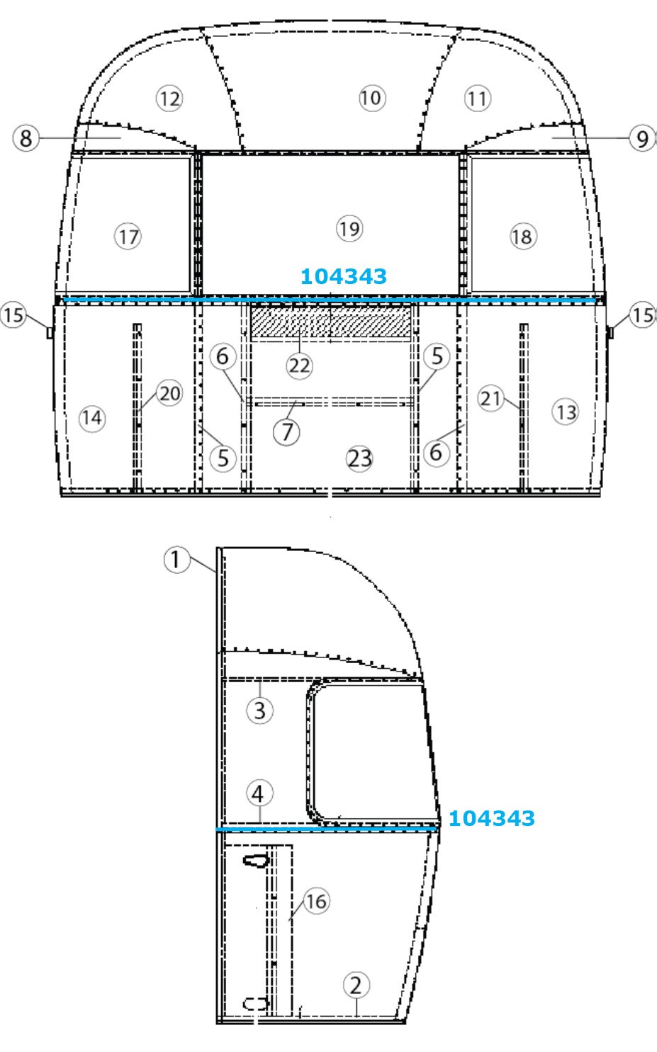 Bow, Lower Window for Narrow Body Airstreams - 104343