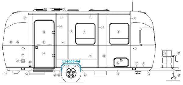 Airstream Inner Wheel Well Trim for Single Axle Trailers - 114003-04 