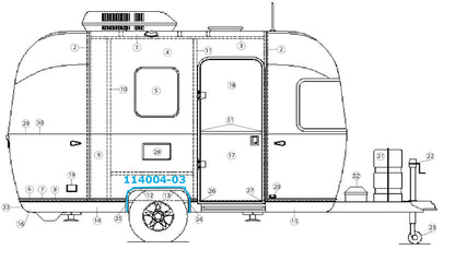 Airstream 29.38" Formed Outer Wheel Well Trim for Single Axle 16' - 114004-03