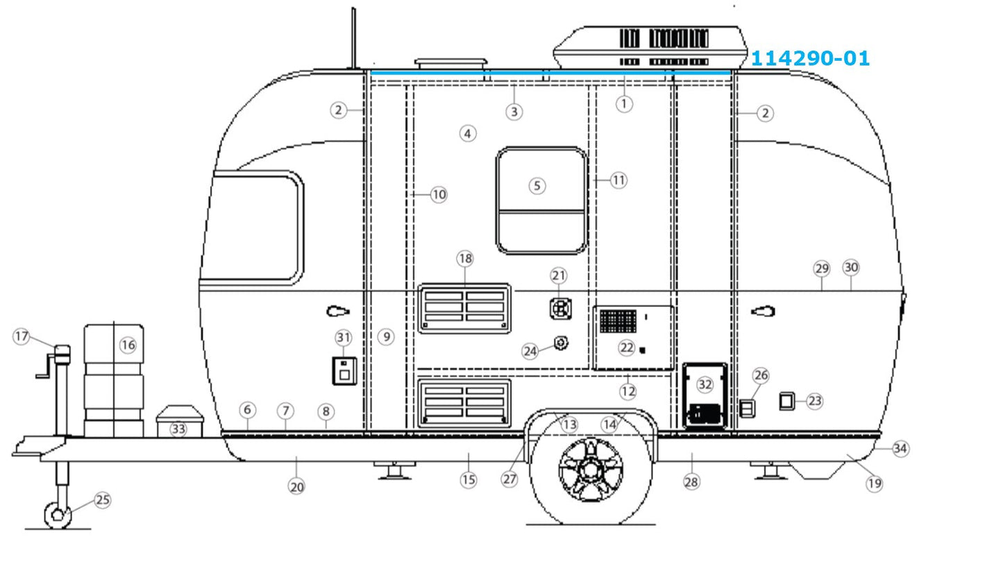 Airstream Awning Drip Rail Extrusion 114290-01