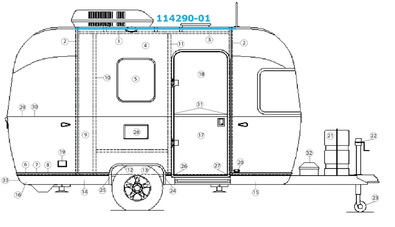 Airstream Awning Drip Rail Extrusion 114290-01