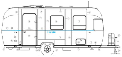 Airstream Upper Body Aluminum Extrusion Beltline Molding 1" - 114328