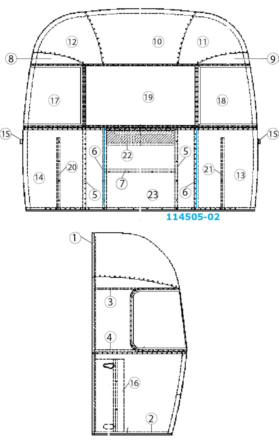 Airstream Roadside Vertical Front Brace for Narrow Body - 114505-02