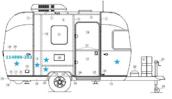 Airstream Aluminum Sheet Side Lower .040" x 33" x 284.5" Sold by Square Feet - 114879-02