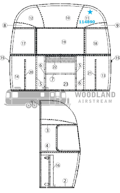 Airstream Rear Upper Middle Curbside/ Front Upper Middle Roadside Segment #26  - 114890