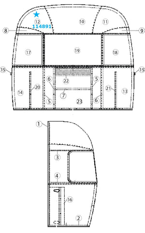 Airstream Rear Upper Middle Roadside/ Front Upper Middle Curbside Segment #27  - 114891