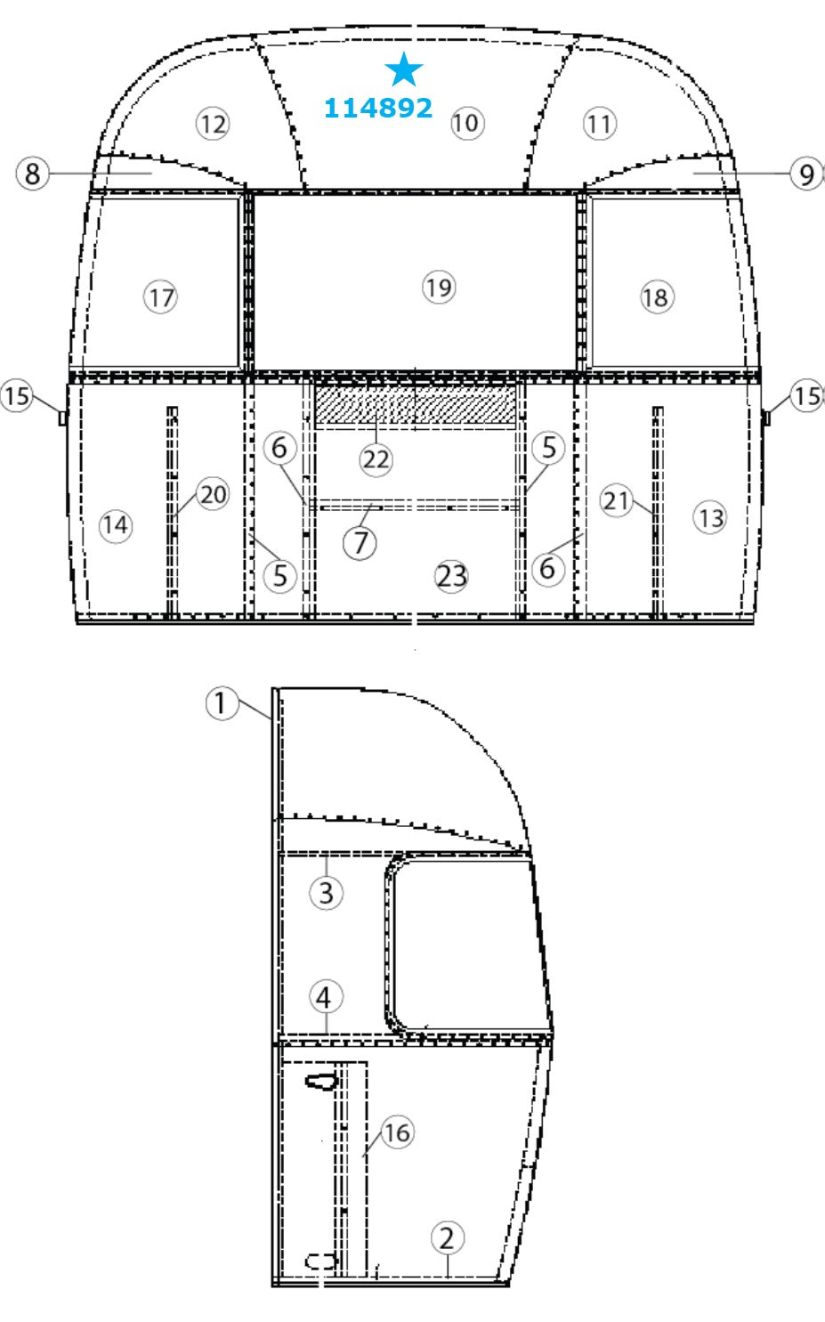 Airstream Top Center Segment #25 for Narrow Body - 114892