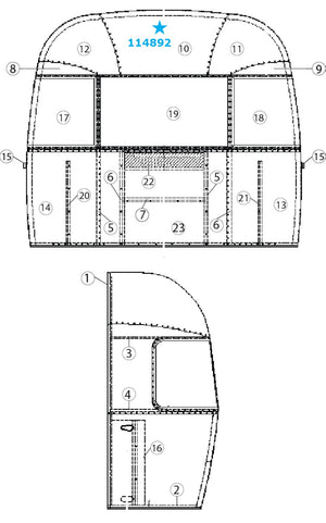 Airstream Top Center Segment #25 for Narrow Body - 114892