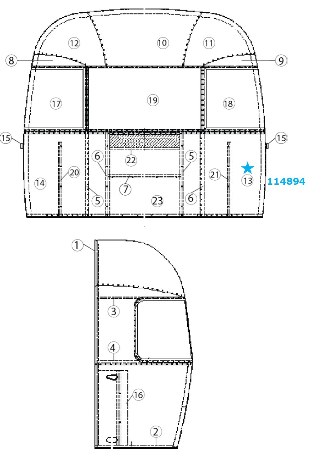 Airstream Rear Bottom Curbside/ Front Bottom Roadside Segment #28 - 114894