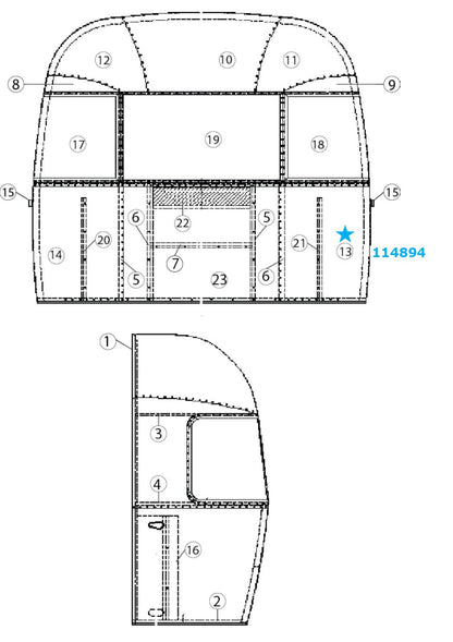 Airstream Rear Bottom Curbside/ Front Bottom Roadside Segment #28 - 114894