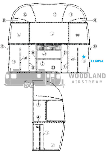 Airstream Rear Bottom Curbside/ Front Bottom Roadside Segment #28 - 114894