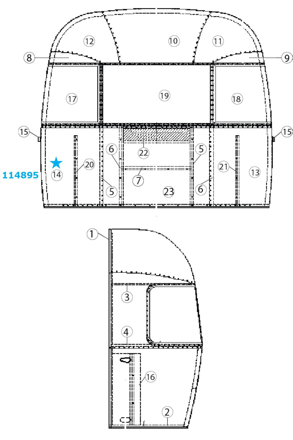 Airstream Rear Bottom Roadside/ Front Bottom Curbside Segment #29 - 114895