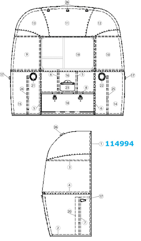 Airstream Weldment Zero Bow for Narrow Body  - 114994