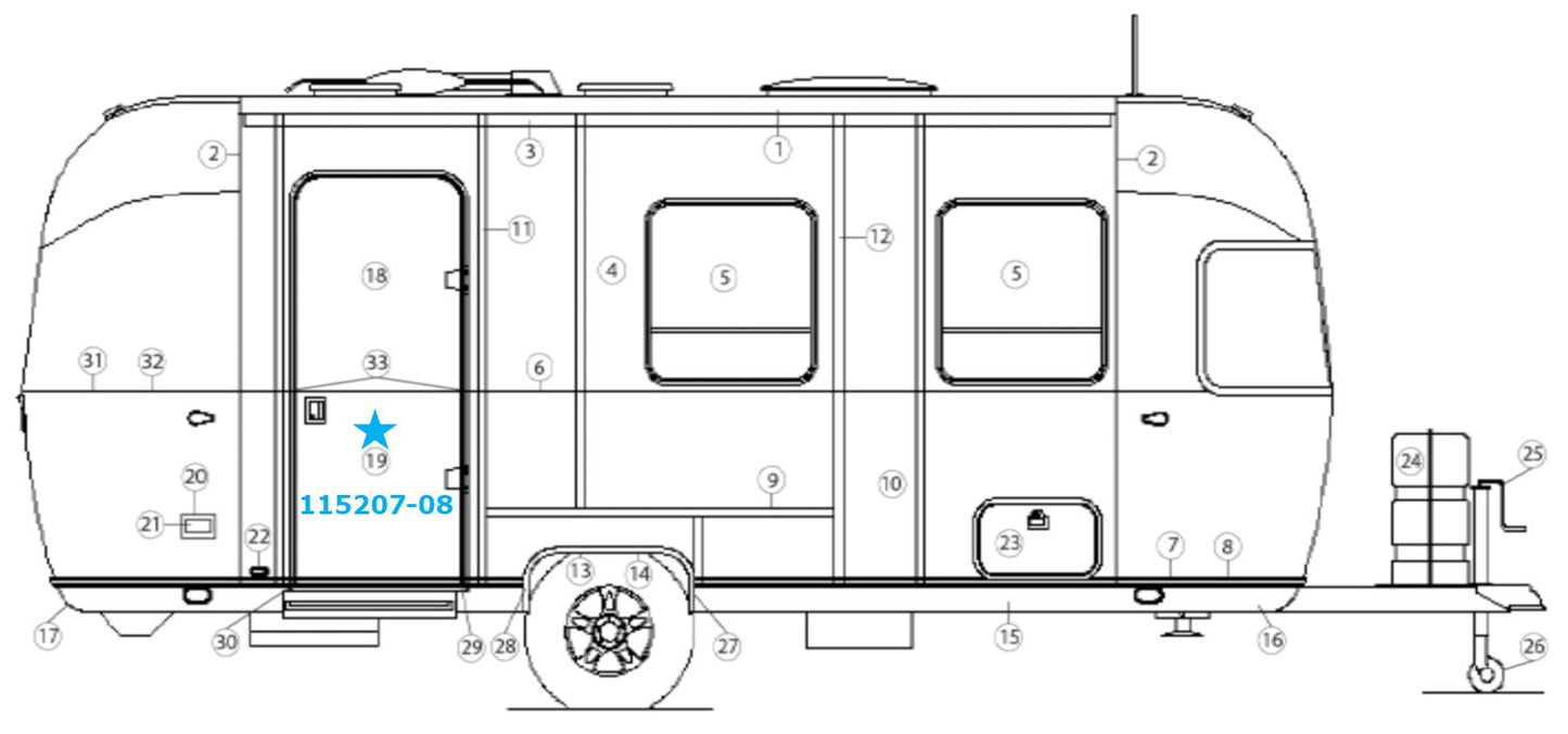 Main Door for Airstream Sport 22' Righthand Hinge - 115207-08