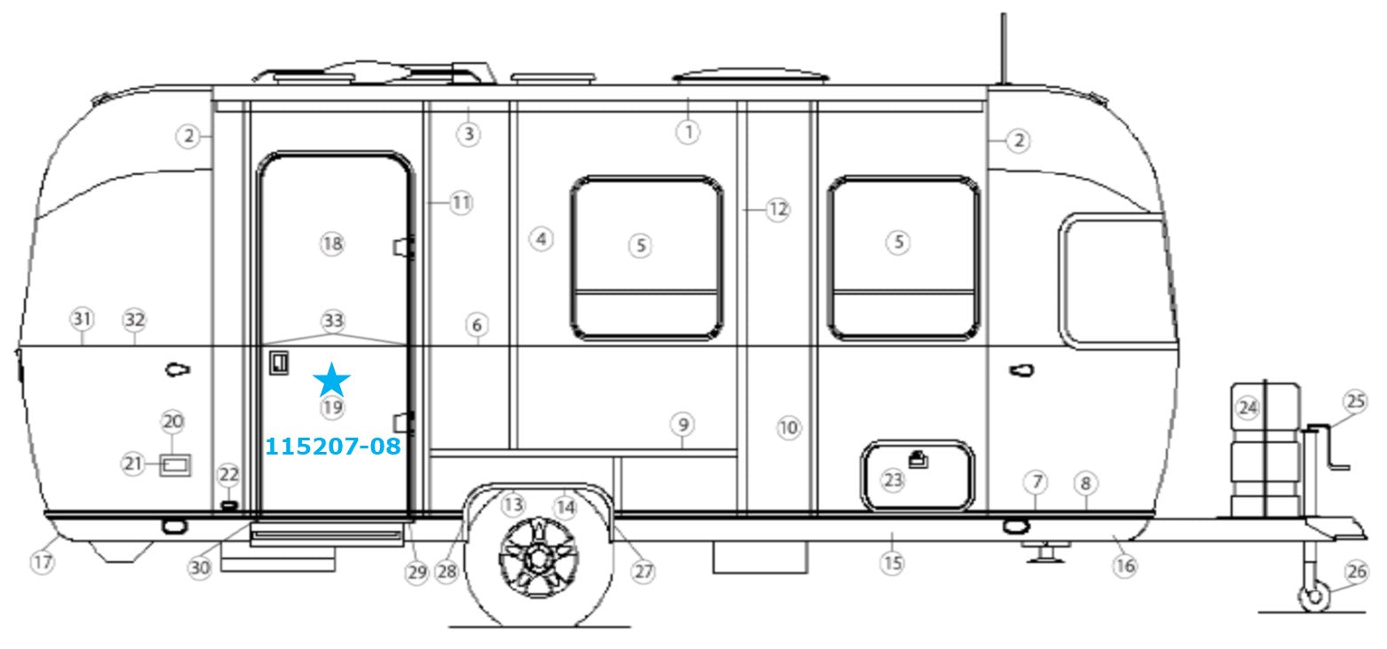 Main Door for Airstream Sport 22' Righthand Hinge - 115207-08