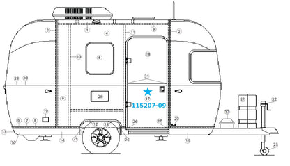 Main Door for Airstream Sport 16' Lefthand Hinge - 115207-09